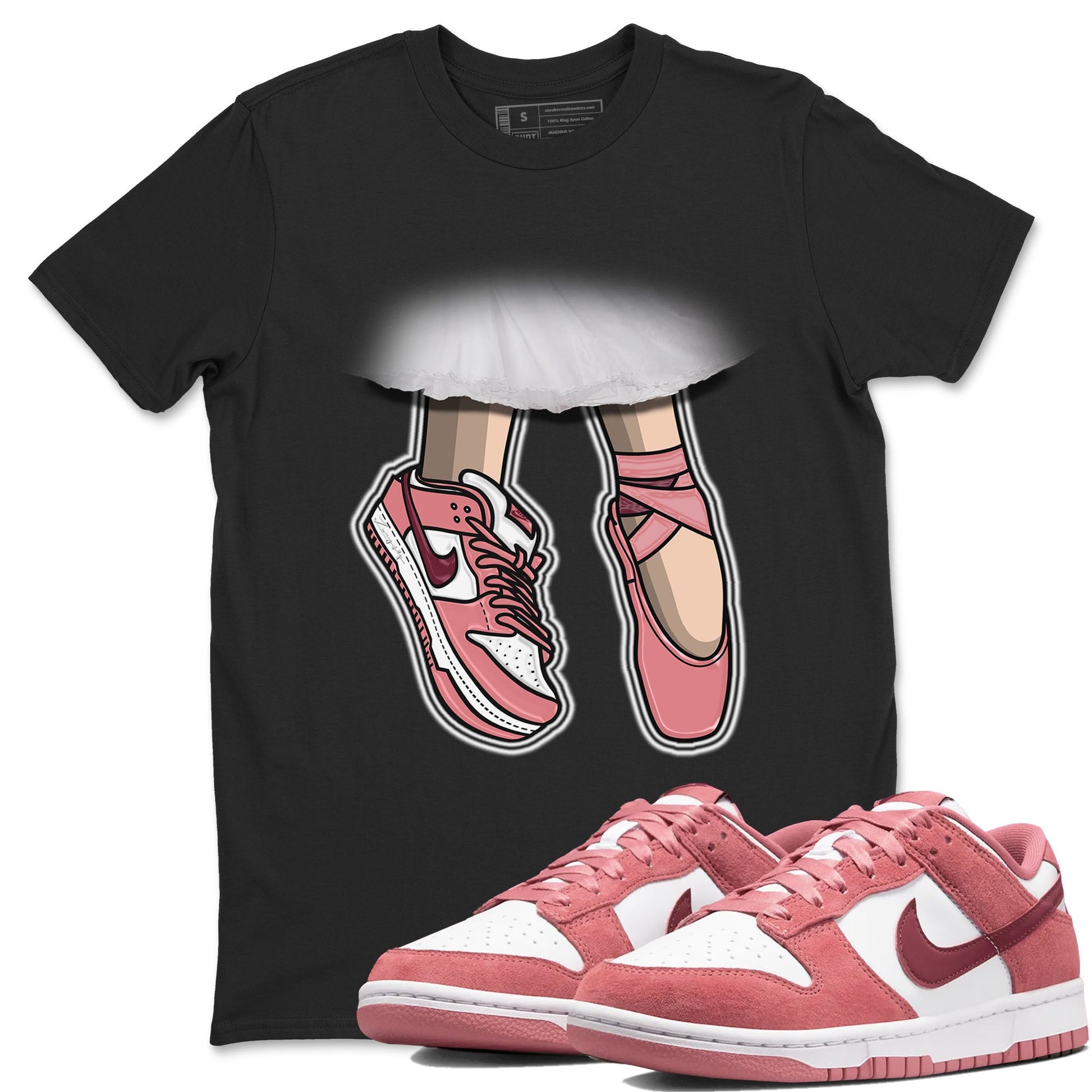 Dunk Valentine's Day shirt to match jordans Ballet Shoes sneaker tees Dunks Valentine's Day SNRT sneaker Release Tees unisex cotton Black 1 crew neck shirt