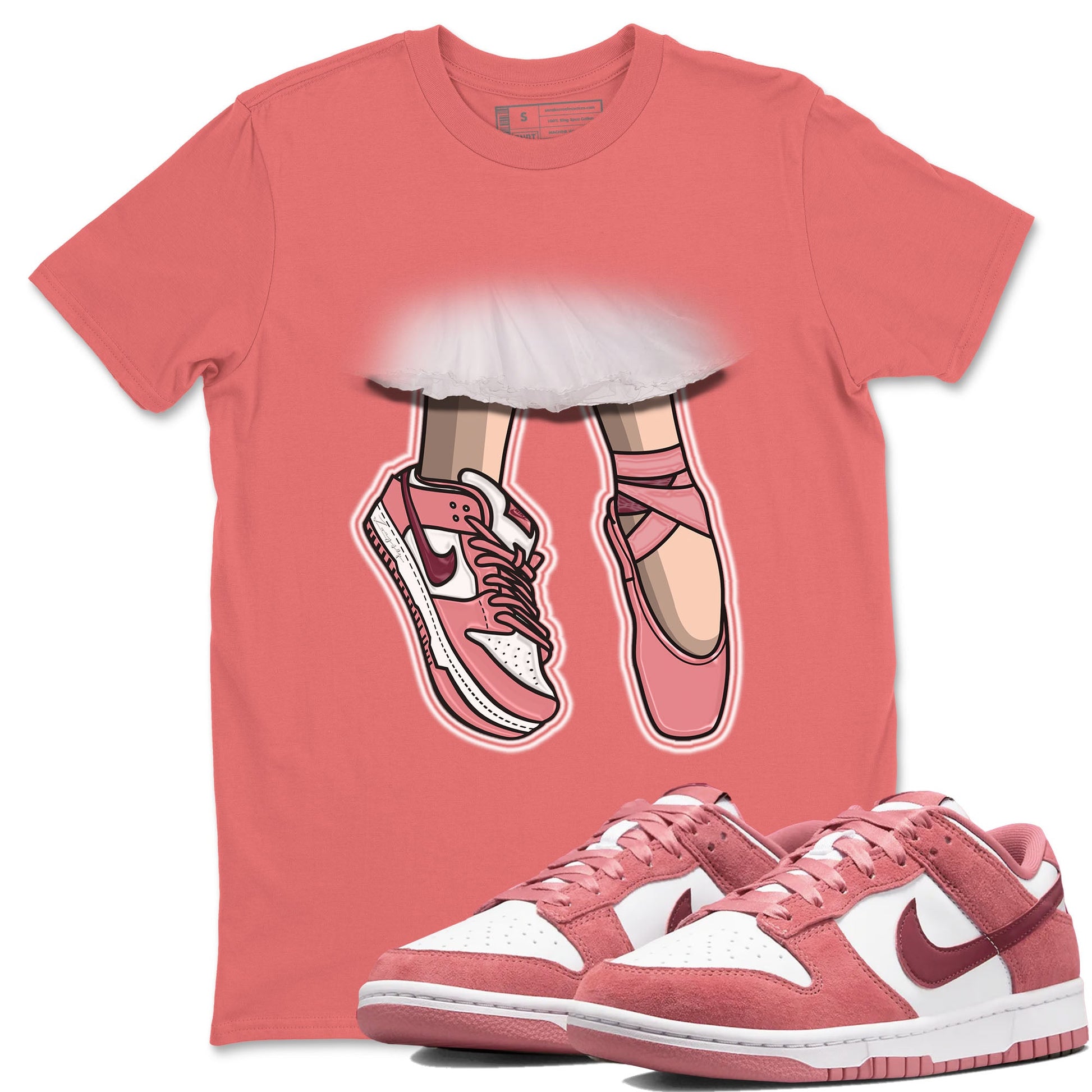 Dunk Valentine's Day shirt to match jordans Ballet Shoes sneaker tees Dunks Valentine's Day SNRT sneaker Release Tees unisex cotton Coral 1 crew neck shirt