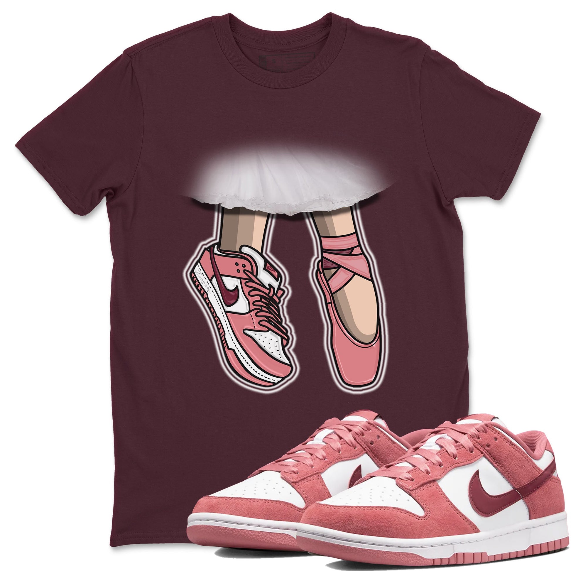 Dunk Valentine's Day shirt to match jordans Ballet Shoes sneaker tees Dunks Valentine's Day SNRT sneaker Release Tees unisex cotton Maroon 1 crew neck shirt