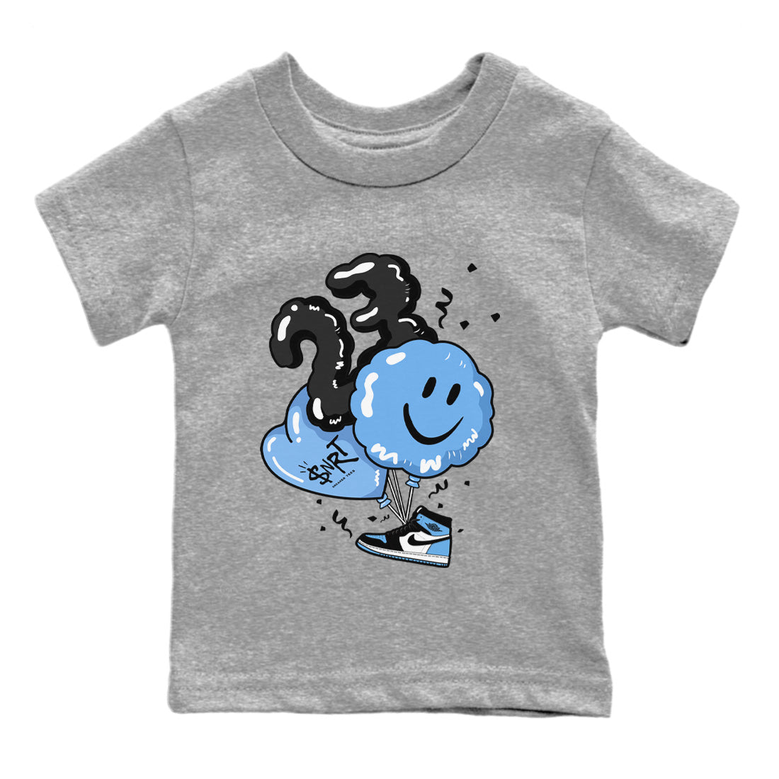 Air Jordan 1 Retro High OG UNC Toe Shirt to match Jordans Balloon Sneaker Tees Air Jordan 1 High OG UNC Toe SNRT Sneaker Release Tees Kids and Baby Tees Heather Grey 2