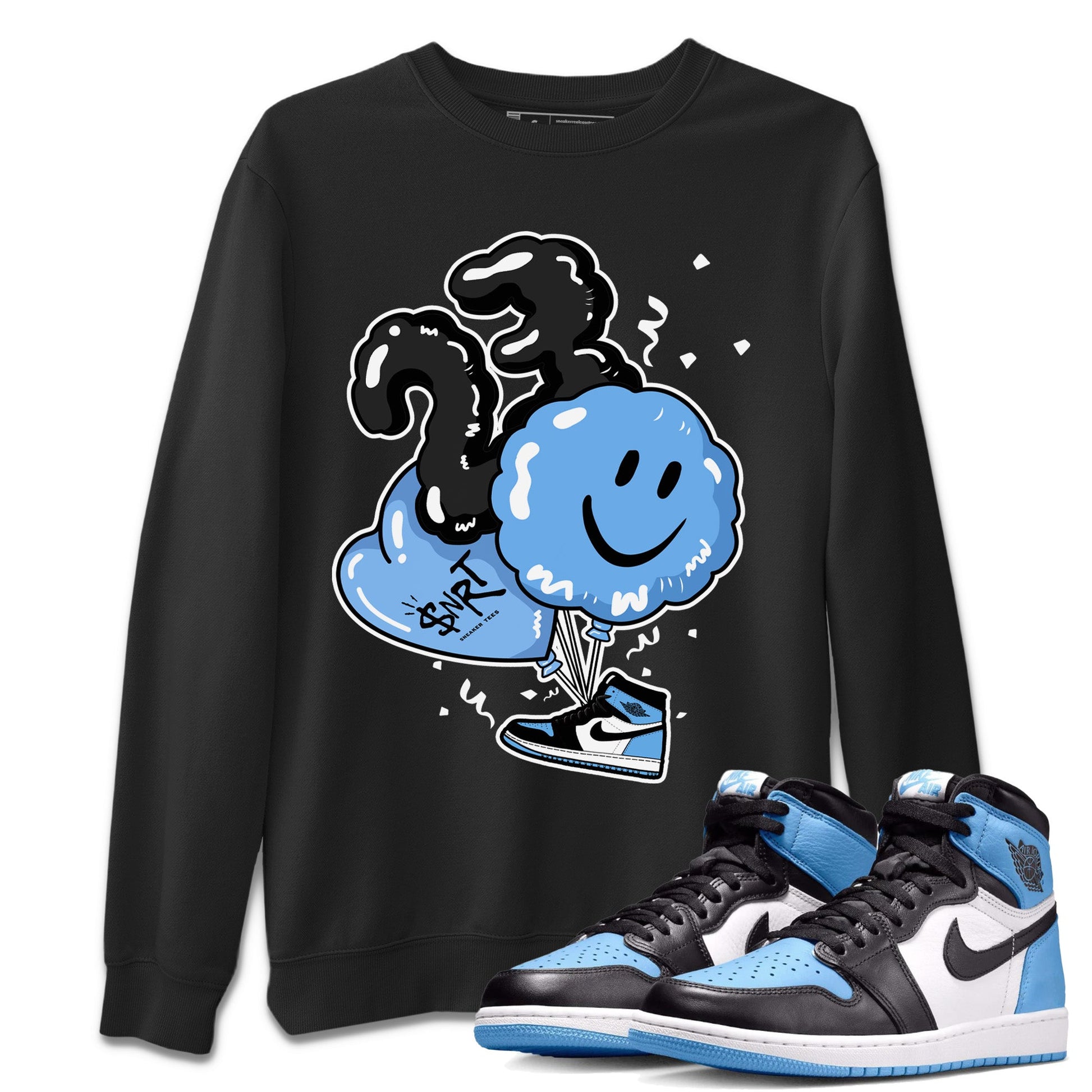 Air Jordan 1 Retro High OG UNC Toe Shirt to match Jordans Balloon Sneaker Tees Air Jordan 1 High OG UNC Toe SNRT Sneaker Release Tees Crew Neck T-Shirts Black 1