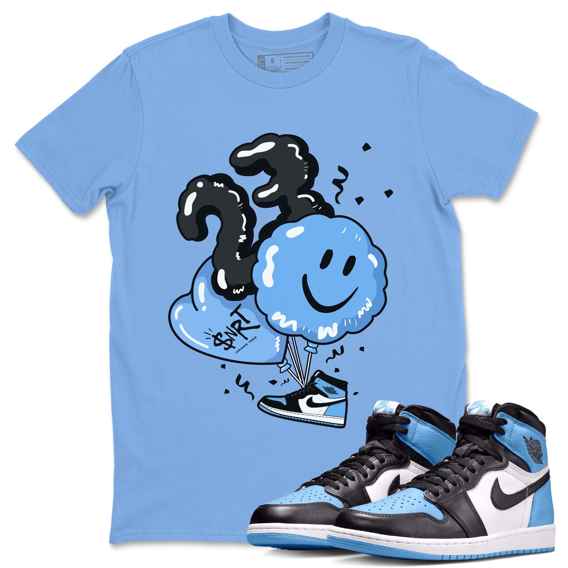Air Jordan 1 Retro High OG UNC Toe Shirt to match Jordans Balloon Sneaker Tees Air Jordan 1 High OG UNC Toe SNRT Sneaker Release Tees Crew Neck T-Shirts Carolina Blue 1