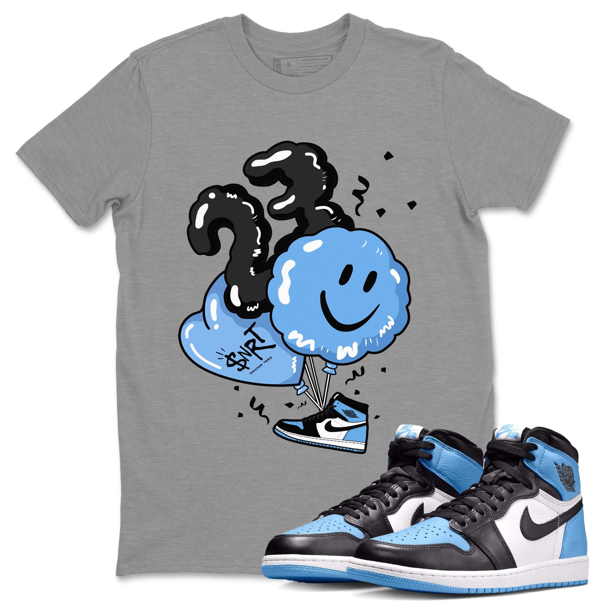 Air Jordan 1 Retro High OG UNC Toe Shirt to match Jordans Balloon Sneaker Tees Air Jordan 1 High OG UNC Toe SNRT Sneaker Release Tees Crew Neck T-Shirts Heather Grey 1