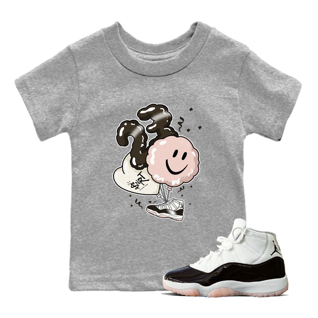 Jordan 11 WMNS Neapolitan sneaker shirt to match jordans Balloon sneaker tees Air Jordan 11 Neapolitan SNRT Sneaker Tees Youth Kid's Baby Shirt Heather Grey 1 T-Shirt