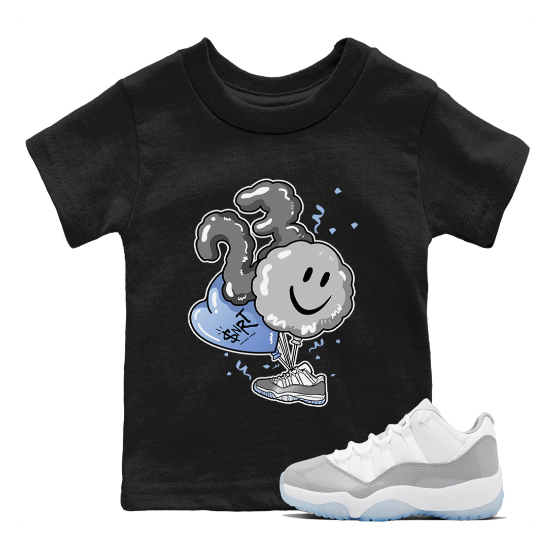 Air Jordan 11 White Cement Sneaker Match Tees Balloon Sneaker Tees Air Jordan 11 Cement Grey Sneaker Release Tees Kids Shirts Black 1