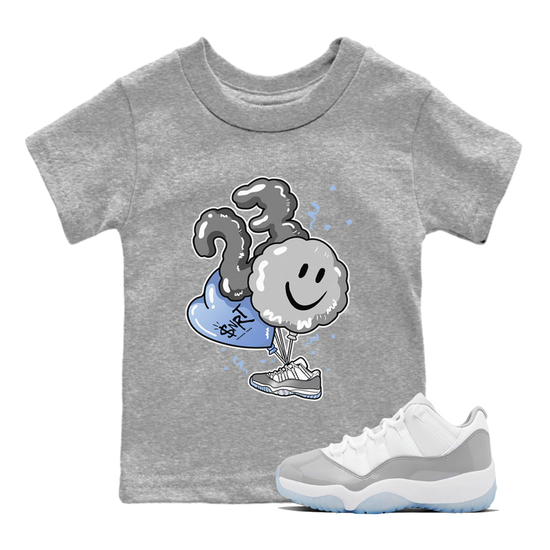Air Jordan 11 White Cement Sneaker Match Tees Balloon Sneaker Tees Air Jordan 11 Cement Grey Sneaker Release Tees Kids Shirts Heather Grey 1