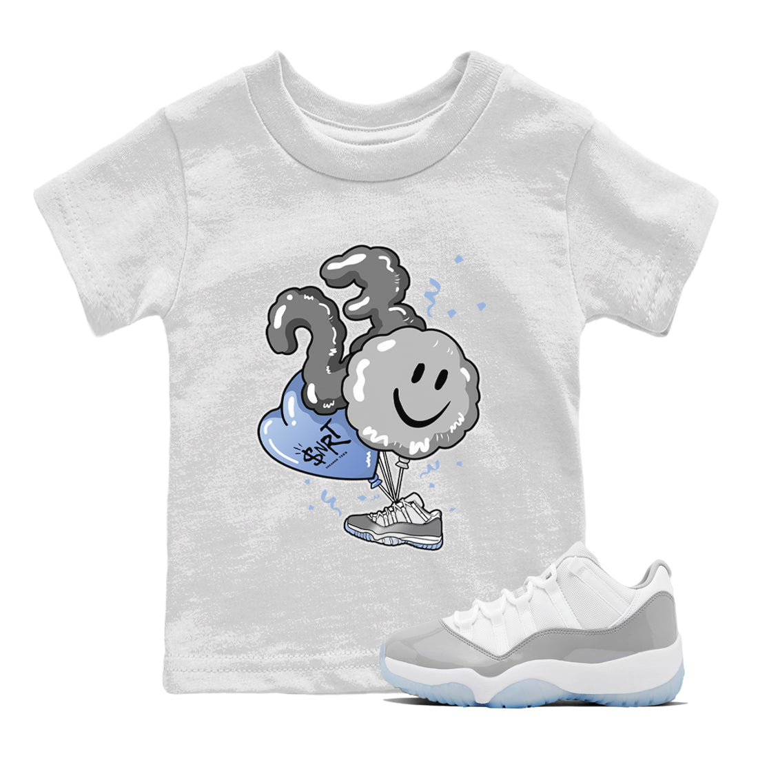 Air Jordan 11 White Cement Sneaker Match Tees Balloon Sneaker Tees Air Jordan 11 Cement Grey Sneaker Release Tees Kids Shirts White 1