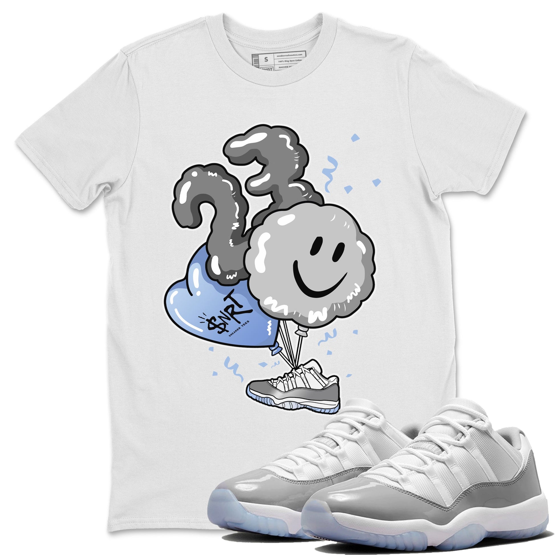 Air Jordan 11 White Cement Sneaker Match Tees Balloon Sneaker Tees Air Jordan 11 Cement Grey Sneaker Release Tees Unisex Shirts White 1