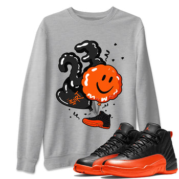 Air Jordan 12 Brilliant Orange Sneaker Match Tees Balloon Sneaker Tees 12s Brilliant Orange Shirts Unisex Shirts Heather Grey 1