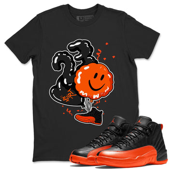 Air Jordan 12 Brilliant Orange Sneaker Match Tees Balloon Sneaker Tees 12s Brilliant Orange Shirts Unisex Shirts Black 1