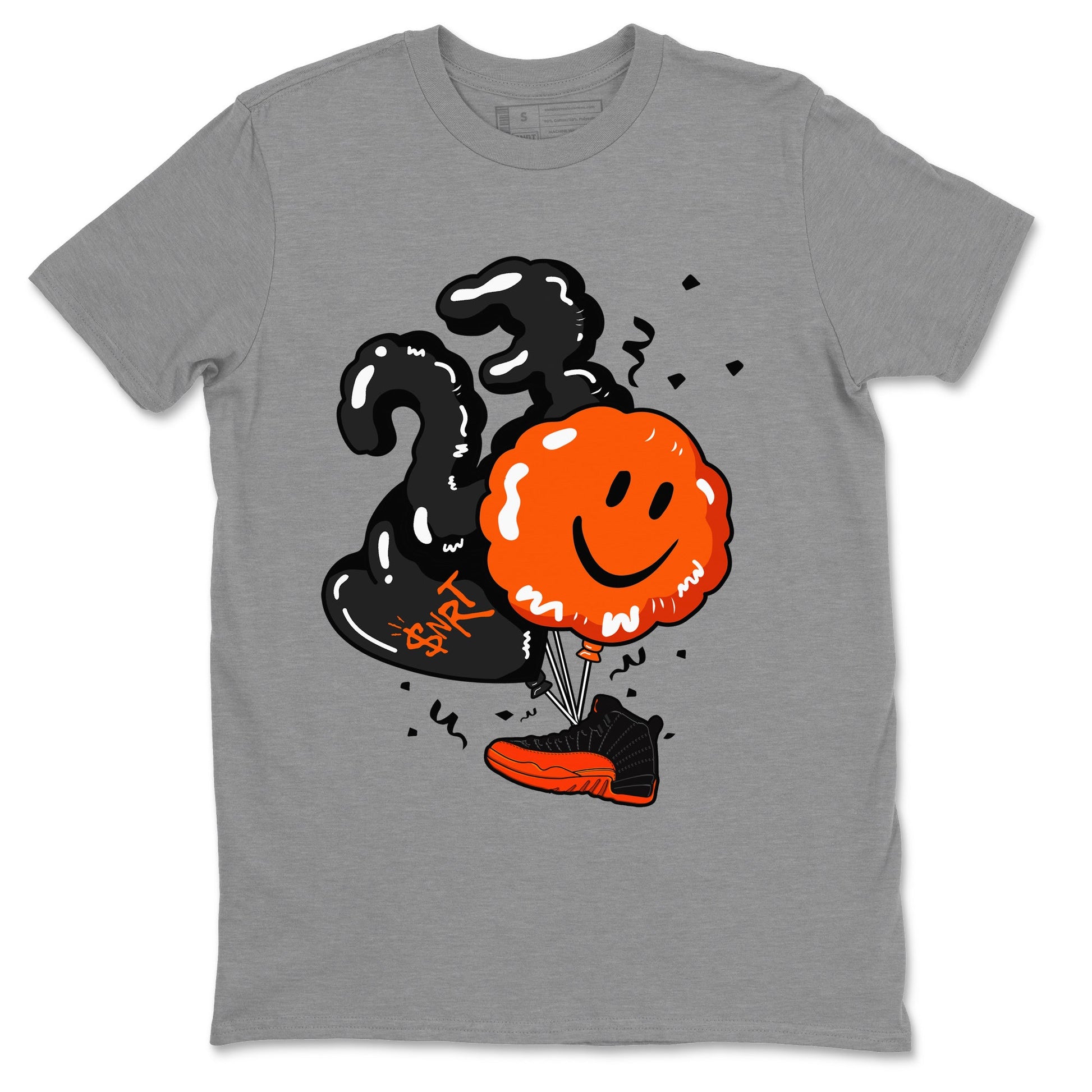 Air Jordan 12 Brilliant Orange Sneaker Match Tees Balloon Sneaker Tees 12s Brilliant Orange Shirts Unisex Shirts Heather Grey 2