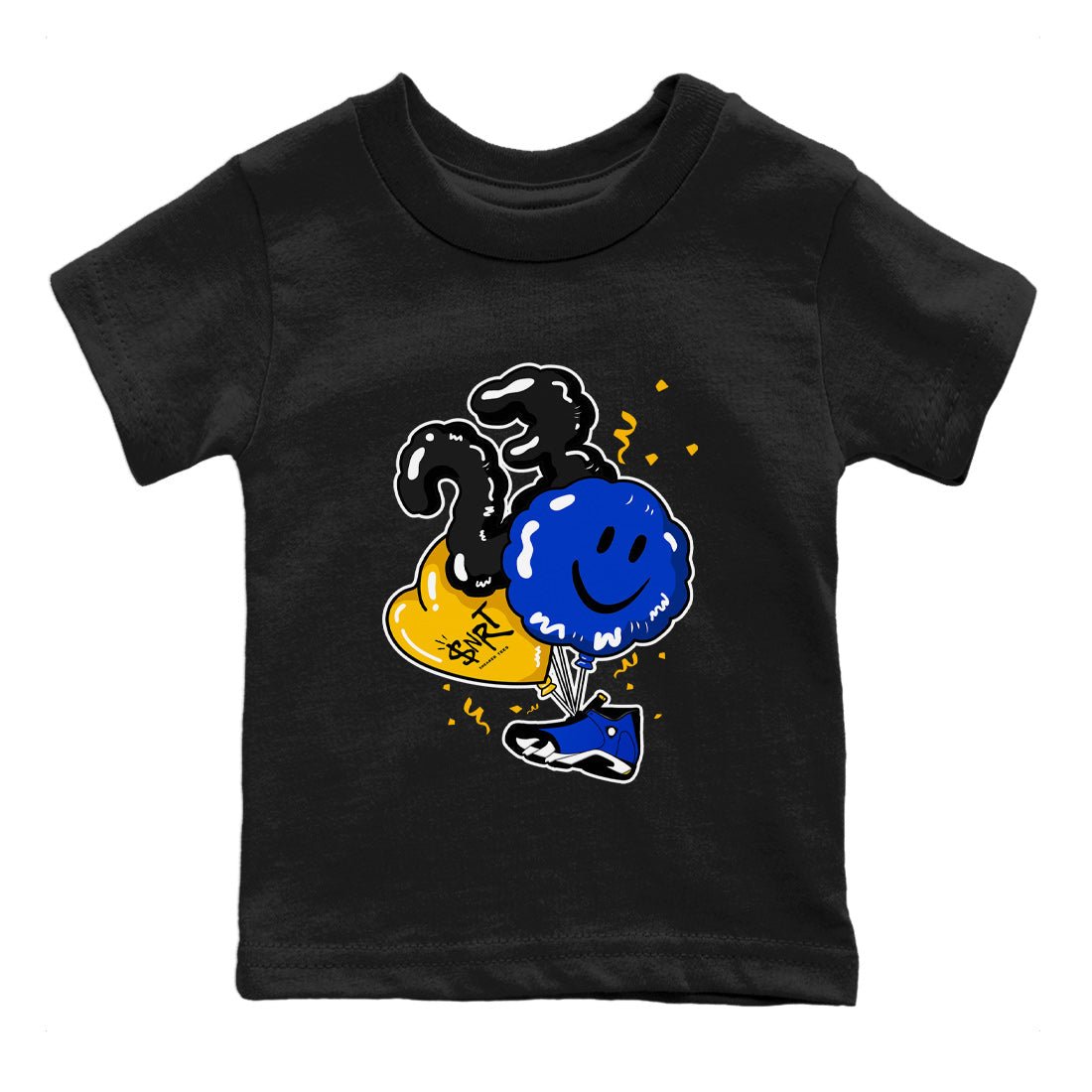 Air Jordan 14 Laney Sneaker Match Tees Balloon Sneaker Tees Jordan 14 Laney Sneaker Release Tees Kids Shirts Black 2