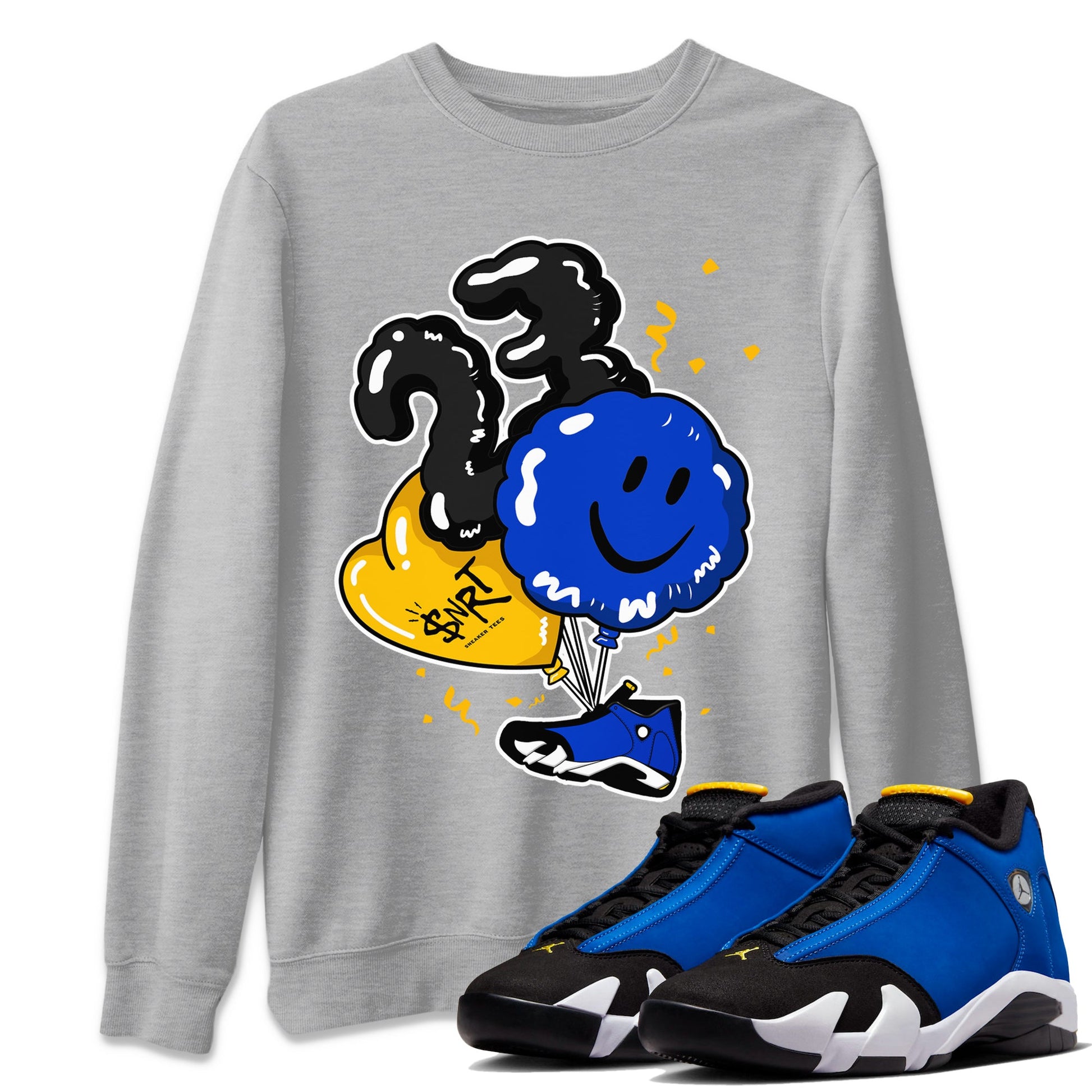 Air Jordan 14 Laney Sneaker Match Tees Balloon Sneaker Tees Jordan 14 Laney Sneaker Release Tees Unisex Shirts Heather Grey 1