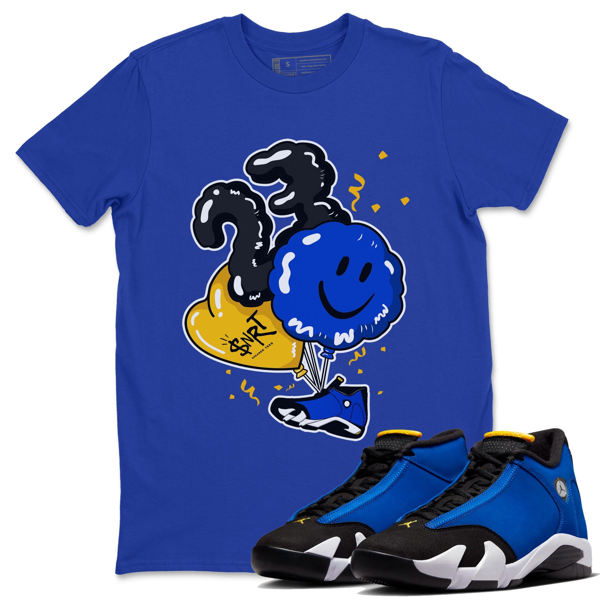 Air Jordan 14 Laney Sneaker Match Tees Balloon Sneaker Tees Jordan 14 Laney Sneaker Release Tees Unisex Shirts Royal Blue 1