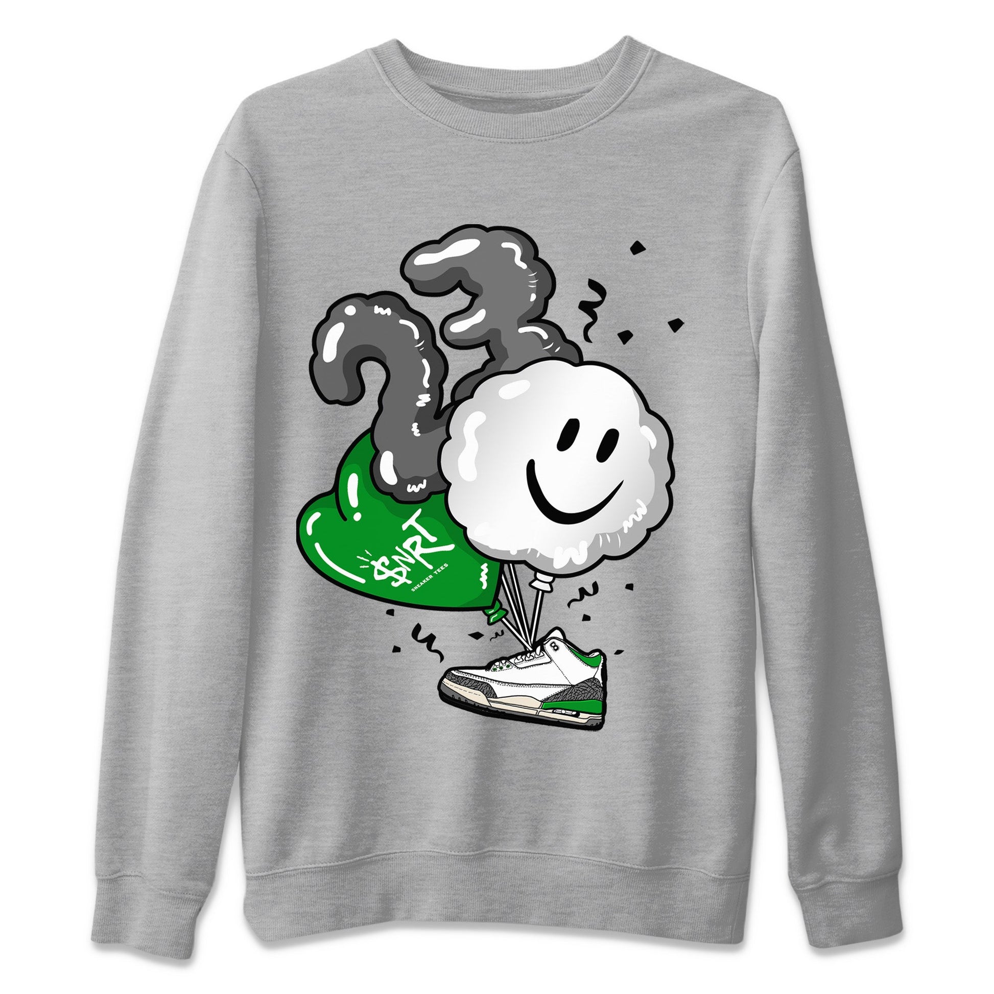 Air Jordan 3 Lucky Green Sneaker Match Tees Balloon Sneaker Tees Air Jordan 3 WMNS Lucky Green Sneaker Release Tees Unisex Shirts Heather Grey 2