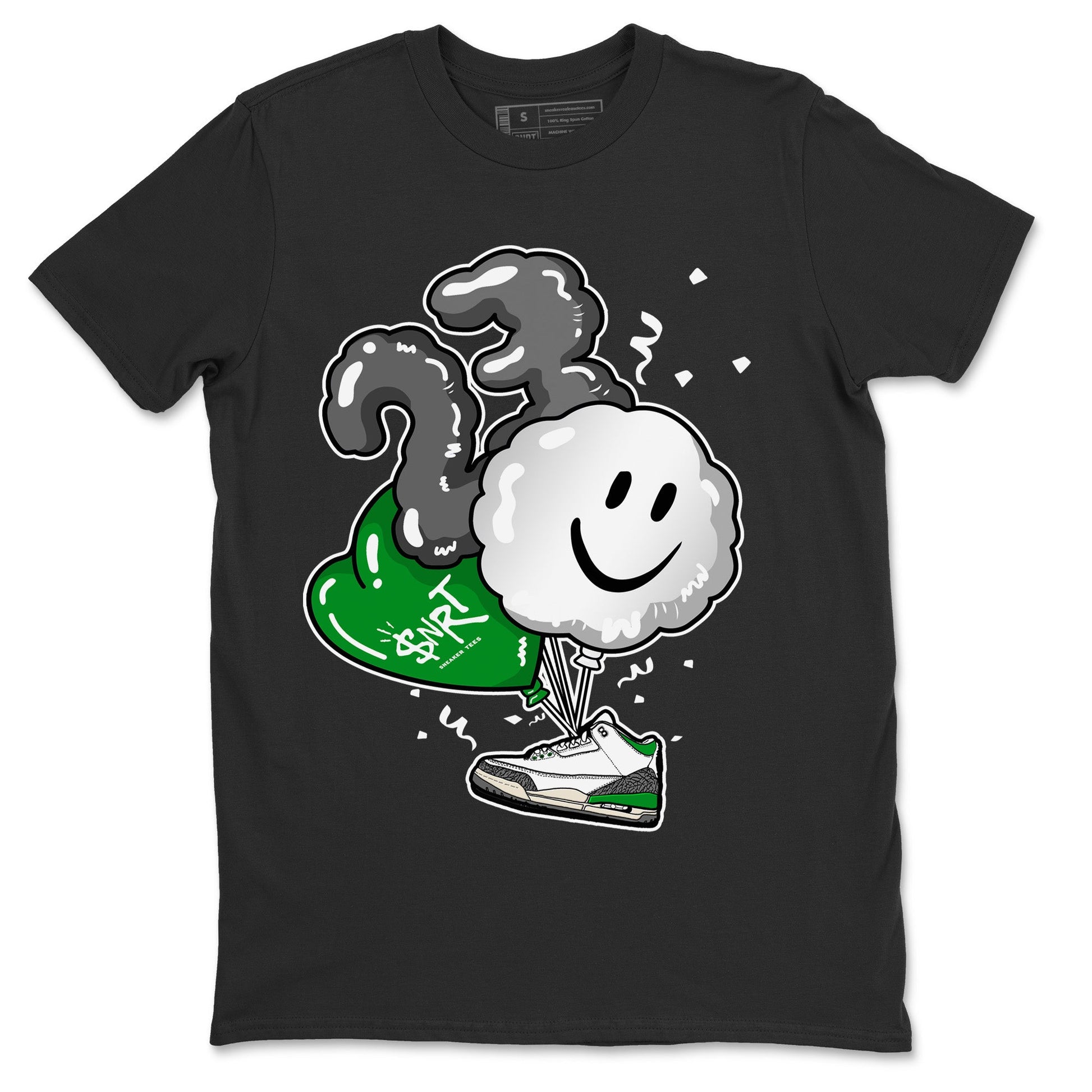 Air Jordan 3 Lucky Green Sneaker Match Tees Balloon Sneaker Tees Air Jordan 3 WMNS Lucky Green Sneaker Release Tees Unisex Shirts Black 2