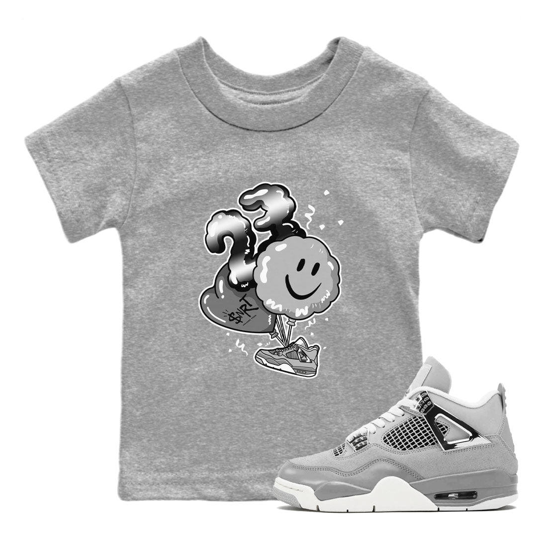 4s Frozen Moments Grey shirt to match jordans Balloon sneaker tees Air Jordan 4 Frozen Moments SNRT Sneaker Release Tees Baby Toddler Heather Grey 1 T-Shirt