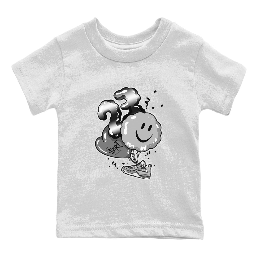 4s Frozen Moments Grey shirt to match jordans Balloon sneaker tees Air Jordan 4 Frozen Moments SNRT Sneaker Release Tees Baby Toddler White 2 T-Shirt