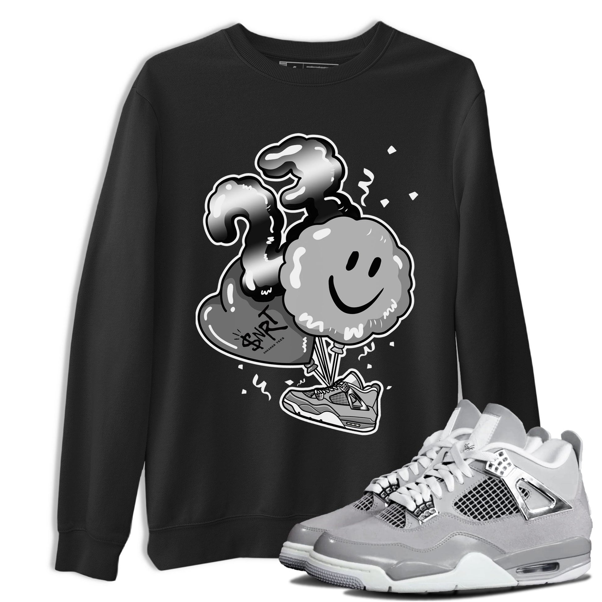 4s Frozen Moments Grey shirt to match jordans Balloon sneaker tees Air Jordan 4 Frozen Moments SNRT Sneaker Release Tees Unisex Black 1 T-Shirt