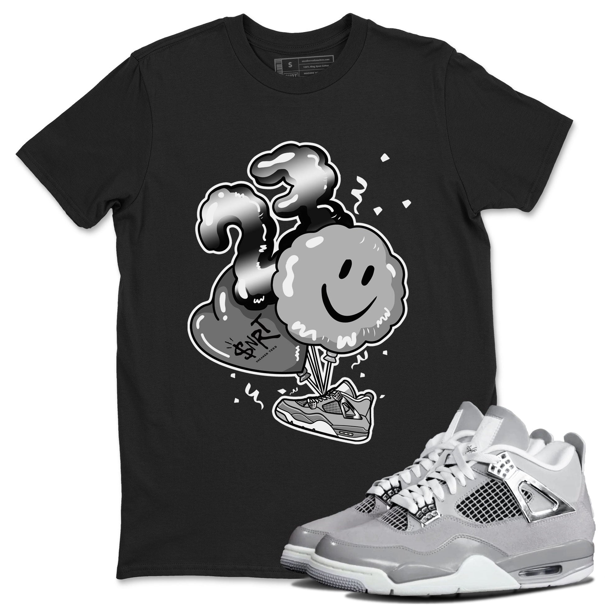 4s Frozen Moments Grey shirt to match jordans Balloon sneaker tees Air Jordan 4 Frozen Moments SNRT Sneaker Release Tees Unisex Black 1 T-Shirt
