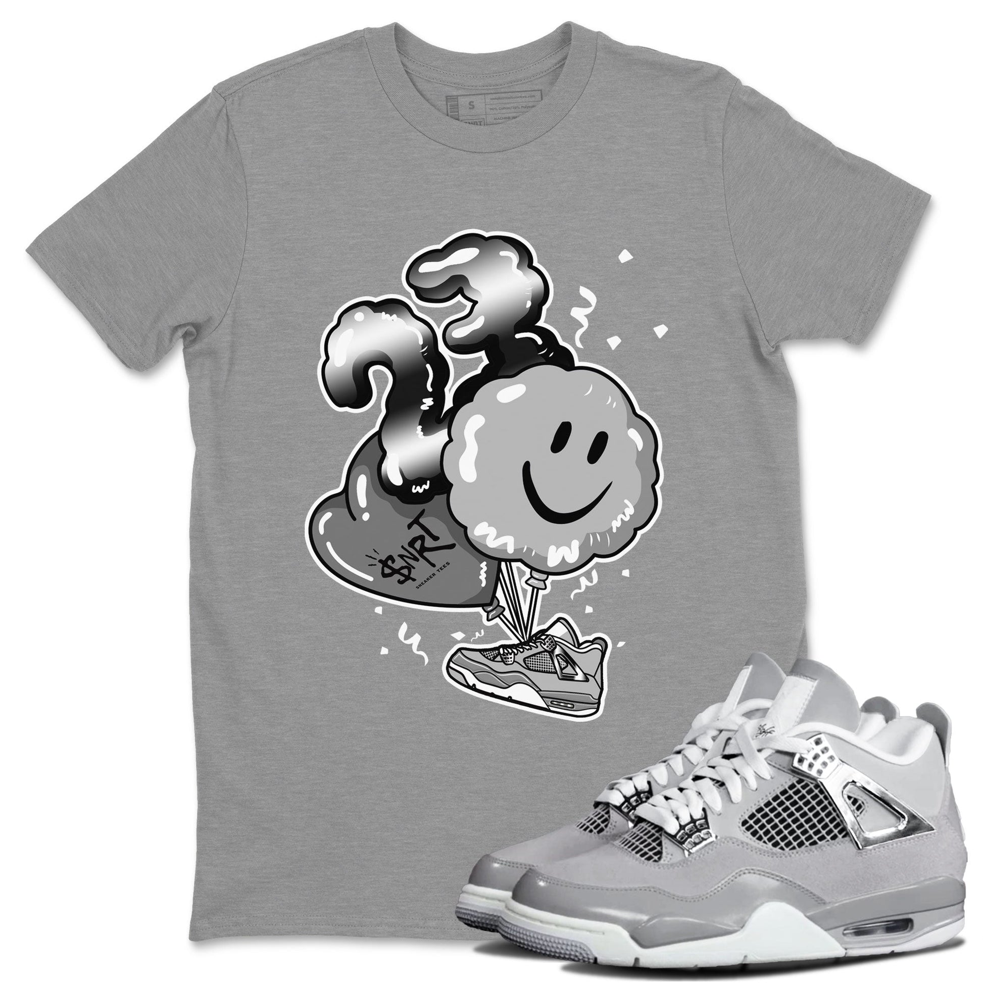 4s Frozen Moments Grey shirt to match jordans Balloon sneaker tees Air Jordan 4 Frozen Moments SNRT Sneaker Release Tees Unisex Heather Grey 1 T-Shirt