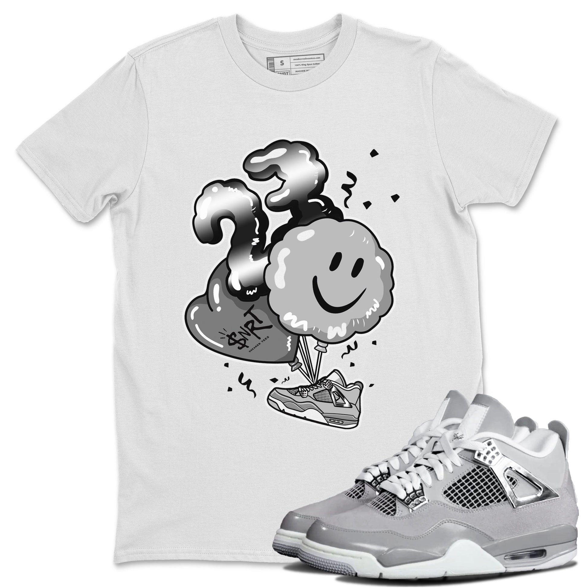 4s Frozen Moments Grey shirt to match jordans Balloon sneaker tees Air Jordan 4 Frozen Moments SNRT Sneaker Release Tees Unisex White 1 T-Shirt