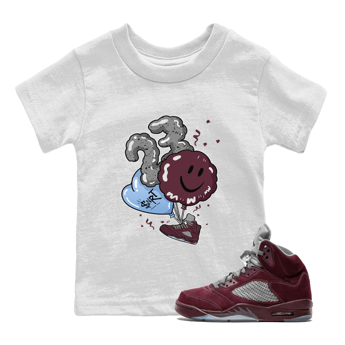 5s Burgundy shirt to match jordans Balloon sneaker tees Air Jordan 5 Burgundy SNRT Sneaker Release Tees Baby Toddler White 1 T-Shirt