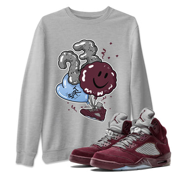 5s Burgundy shirt to match jordans Balloon sneaker tees Air Jordan 5 Burgundy SNRT Sneaker Release Tees Unisex Heather Grey 1 T-Shirt
