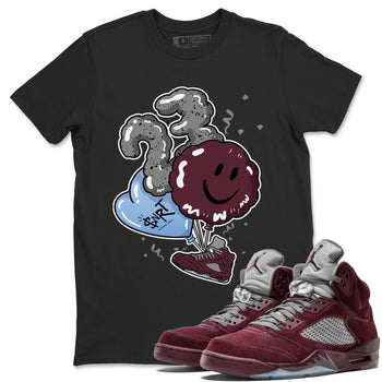5s Burgundy shirt to match jordans Balloon sneaker tees Air Jordan 5 Burgundy SNRT Sneaker Release Tees Unisex Black 1 T-Shirt