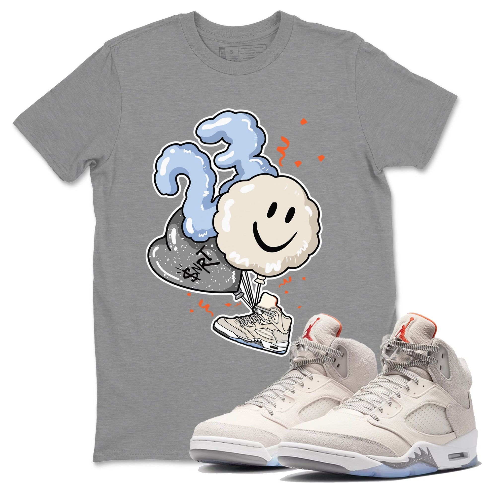 Air Jordan 5 Craft Sneaker Match Tees Balloon Sneaker Tees Air Jordan 5 Craft Tee Unisex Shirts Heather Grey 1