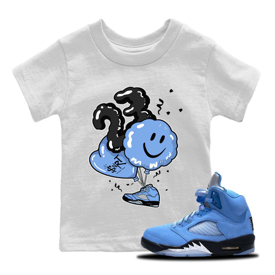 Jordan 5 UNC Sneaker Match Tees Balloon Sneaker Tees Jordan 5 UNC Sneaker Release Tees Kids Shirts