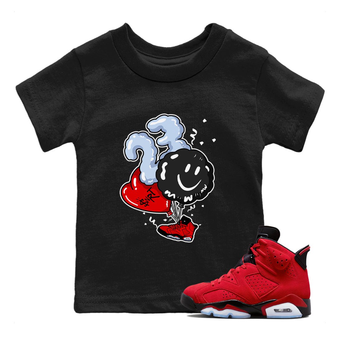 Air Jordan 6 Toro Bravo Sneaker Match Tees Balloon Sneaker Tees Toro Bravo 6s T-Shirt Kids Shirts Black 1