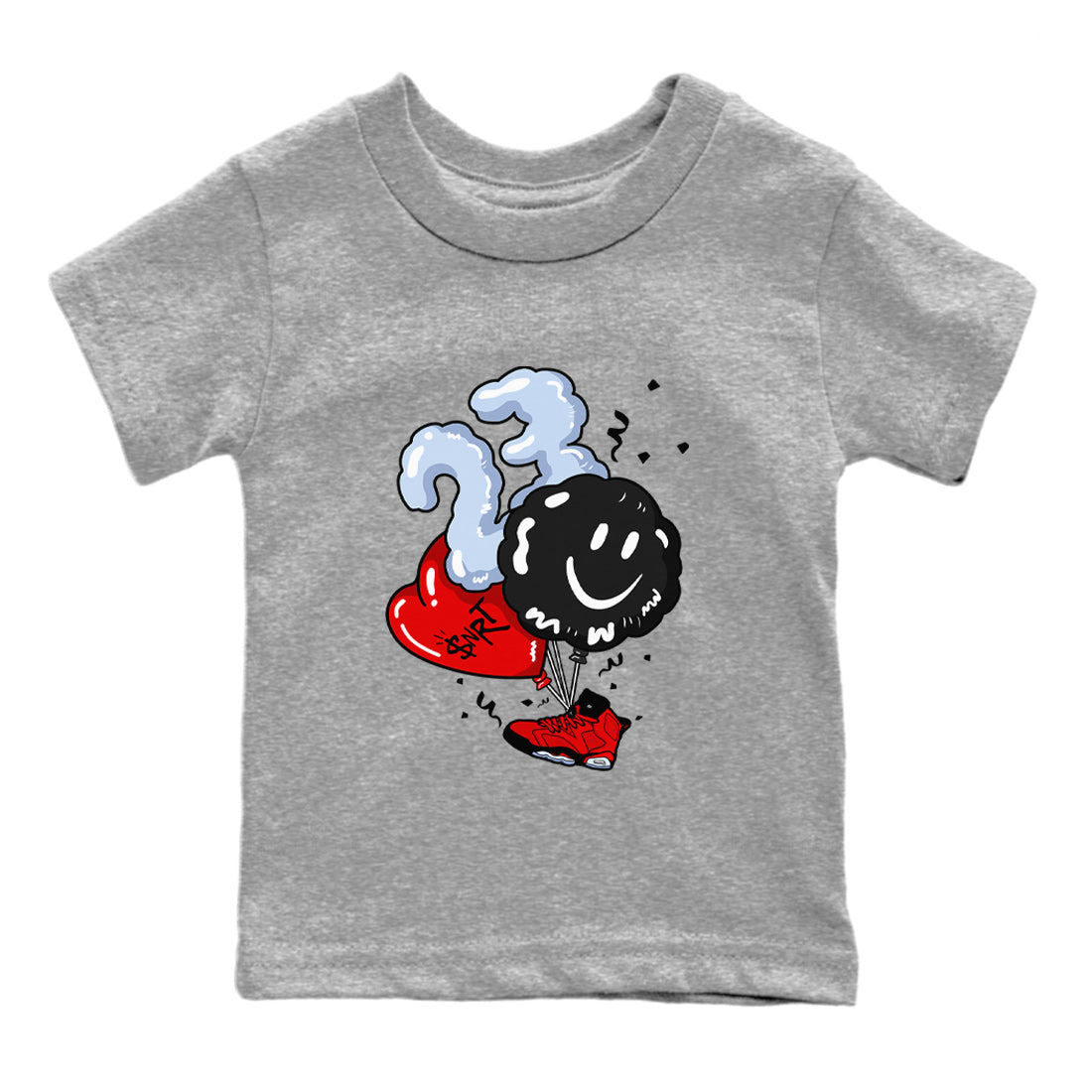 Air Jordan 6 Toro Bravo Sneaker Match Tees Balloon Sneaker Tees Toro Bravo 6s T-Shirt Kids Shirts Heather Grey 2