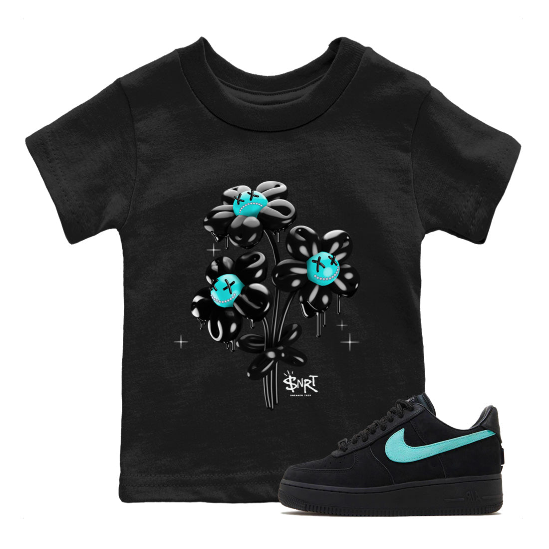Air Force 1 Tiffany Sneaker Match Tees balloon bouquet Sneaker Tees Air Force 1 Low x Tiffany & Co Sneaker Release Tees Kids Shirts Black 1
