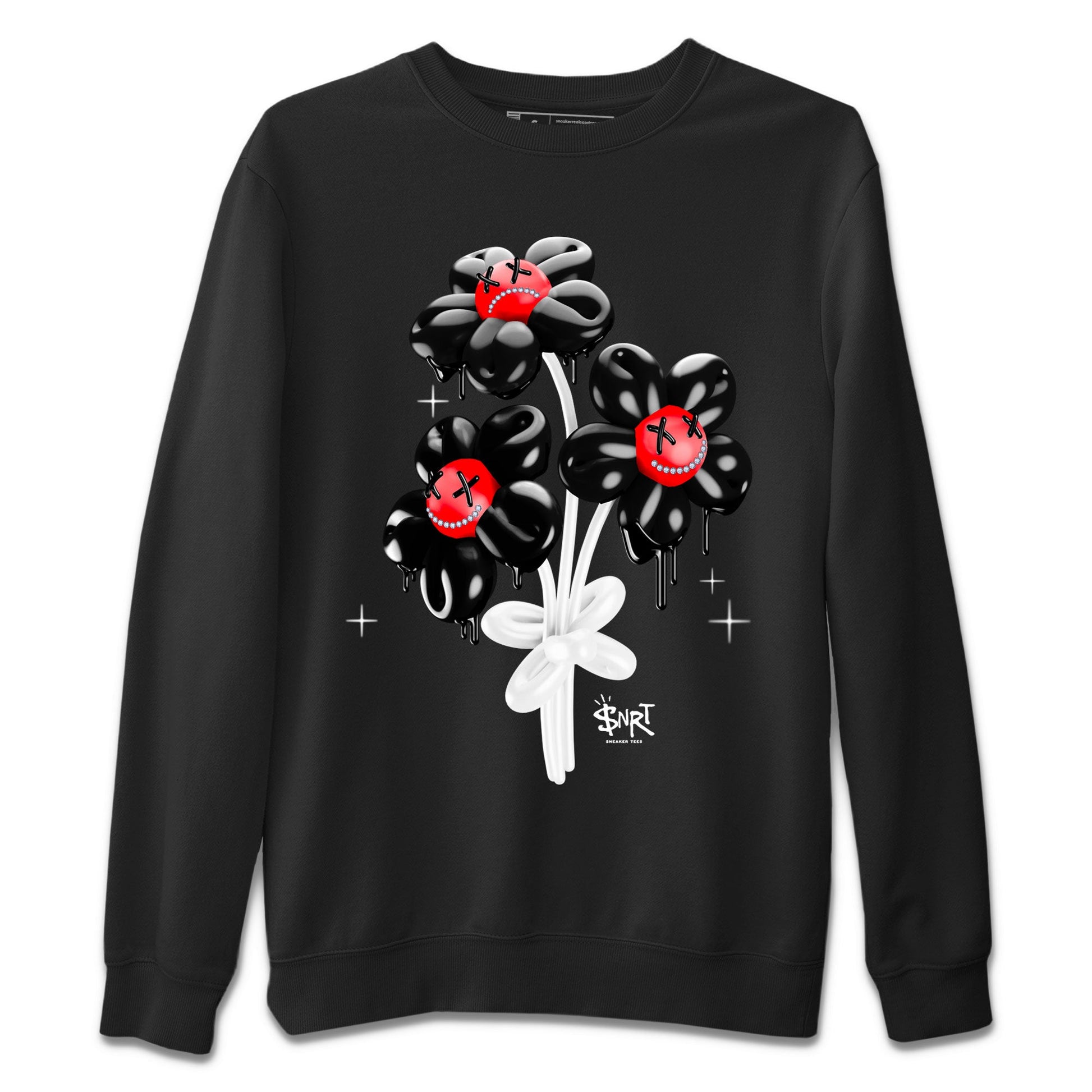 Air Jordan 1 Satin Bred Sneaker Match Tees Balloon Bouquet Sneaker Tees 1s Satin Bred SNRT Sneaker Release Tees Unisex Shirts Black 2