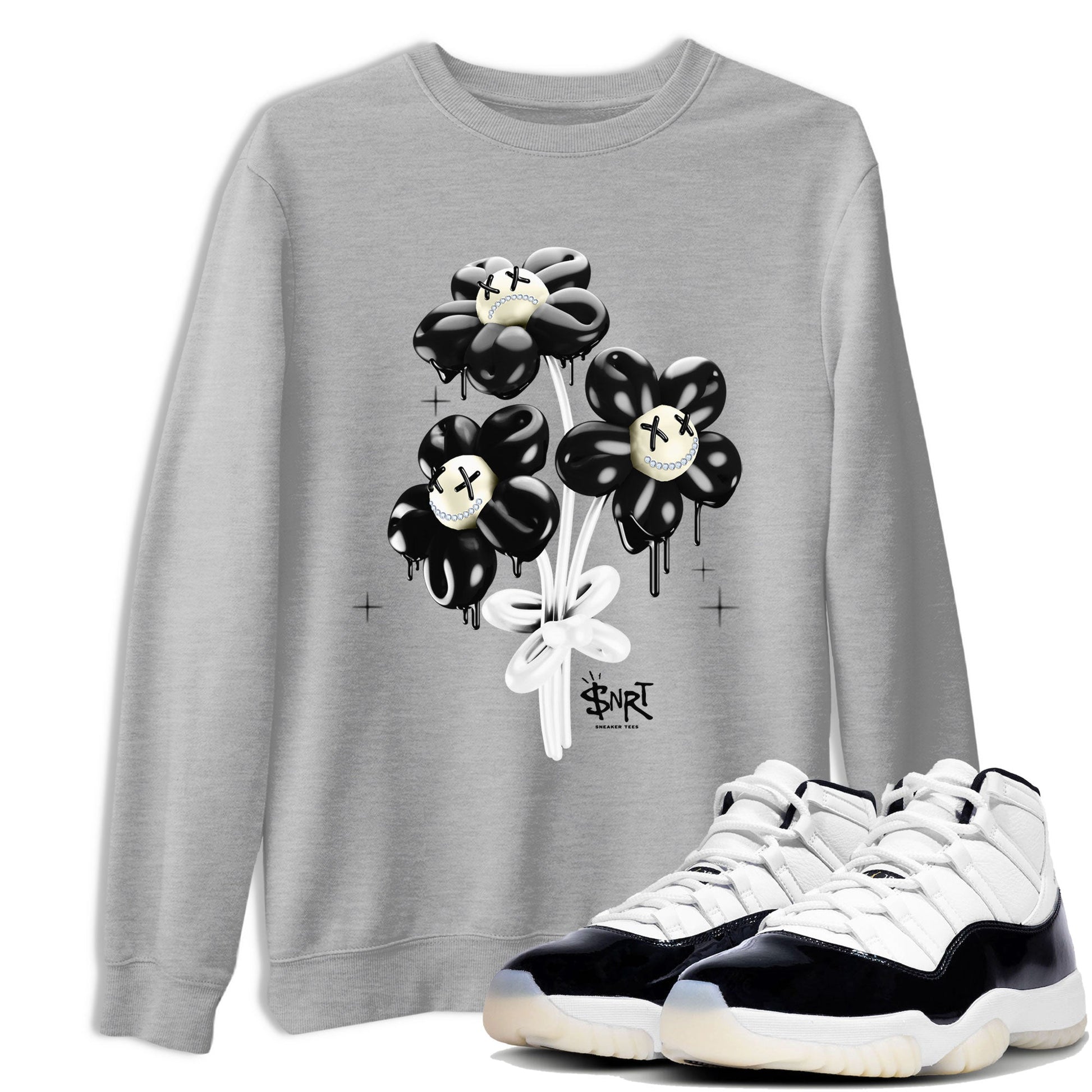 11s Gratitude shirt to match jordans Balloon Bouquet sneaker tees Air Jordan 11 Retro Gratitude SNRT Sneaker Tees Streetwear Casual Fit Heather Grey 1 T-Shirt