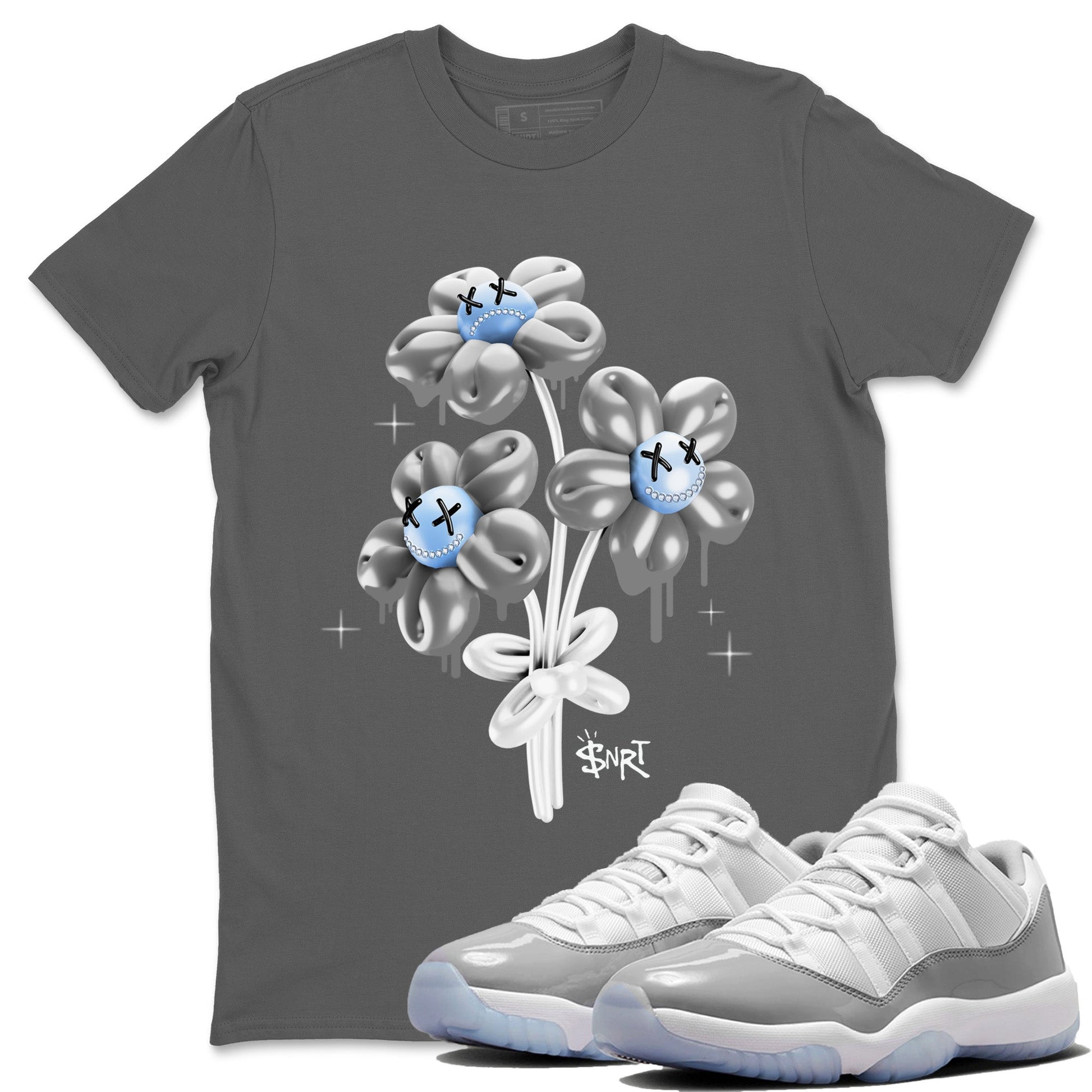 Air Jordan 11 White Cement balloon bouquet Crew Neck Sneaker Tees Air Jordan 11 Cement Grey Sneaker T-Shirts Washing and Care Tip