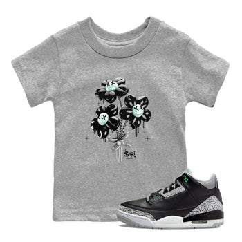3s Green Glow shirt to match jordans Balloon Bouquet sneaker tees Air Jordan 3 Green Glow SNRT sneaker release tees baby toddler Heather Grey 1 cotton Shirt