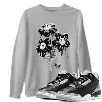 3s Green Glow shirt to match jordans Balloon Bouquet sneaker tees Air Jordan 3 Green Glow SNRT Sneaker Release Tees unisex cotton Heather Grey 1 crew neck shirt