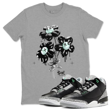 3s Green Glow shirt to match jordans Balloon Bouquet sneaker tees Air Jordan 3 Green Glow SNRT Sneaker Release Tees unisex cotton Heather Grey 1 crew neck shirt