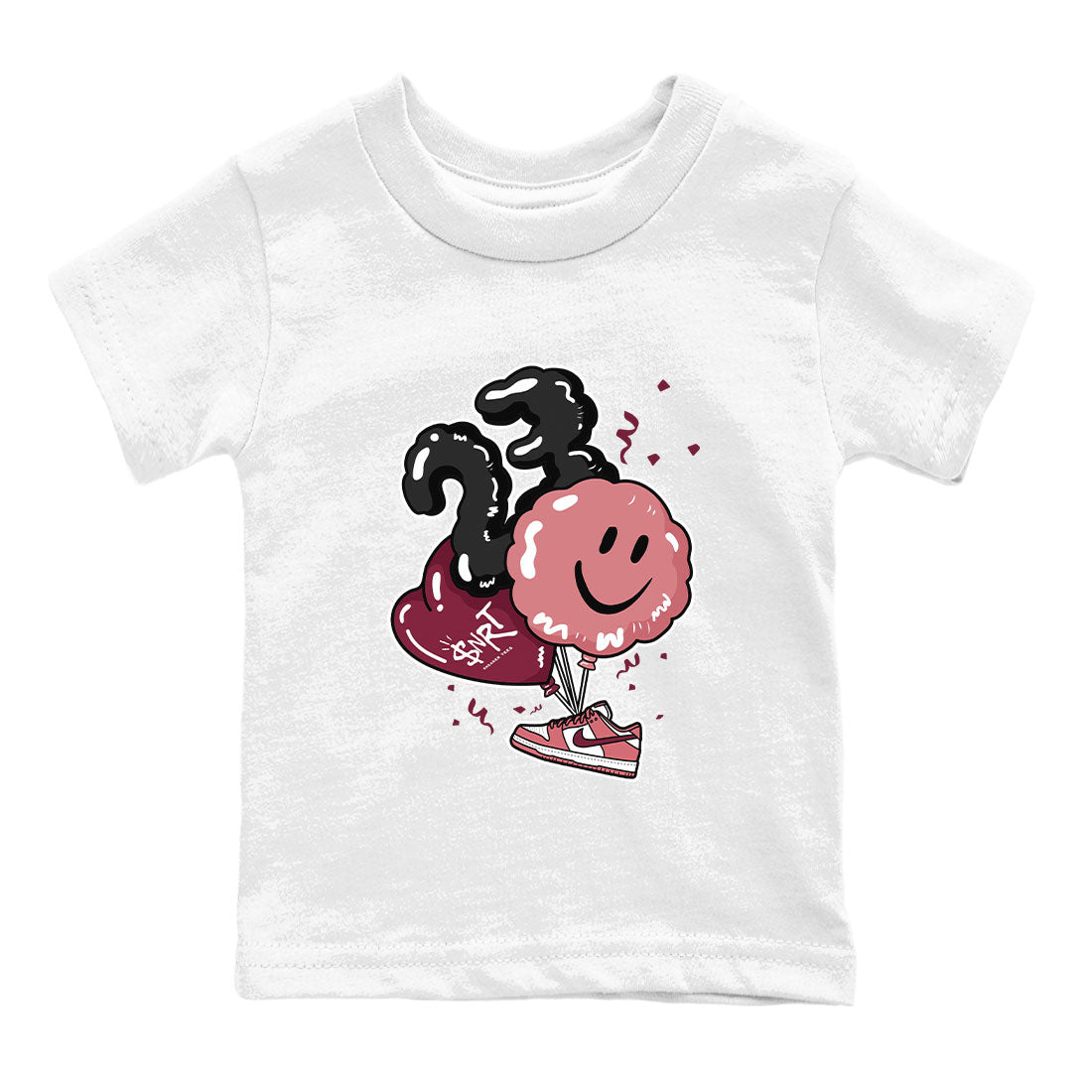 Dunks Valentines Day shirt to match jordans Balloon sneaker tees Dunks Valentine's Day SNRT sneaker release tees baby toddler White 2 cotton Shirt
