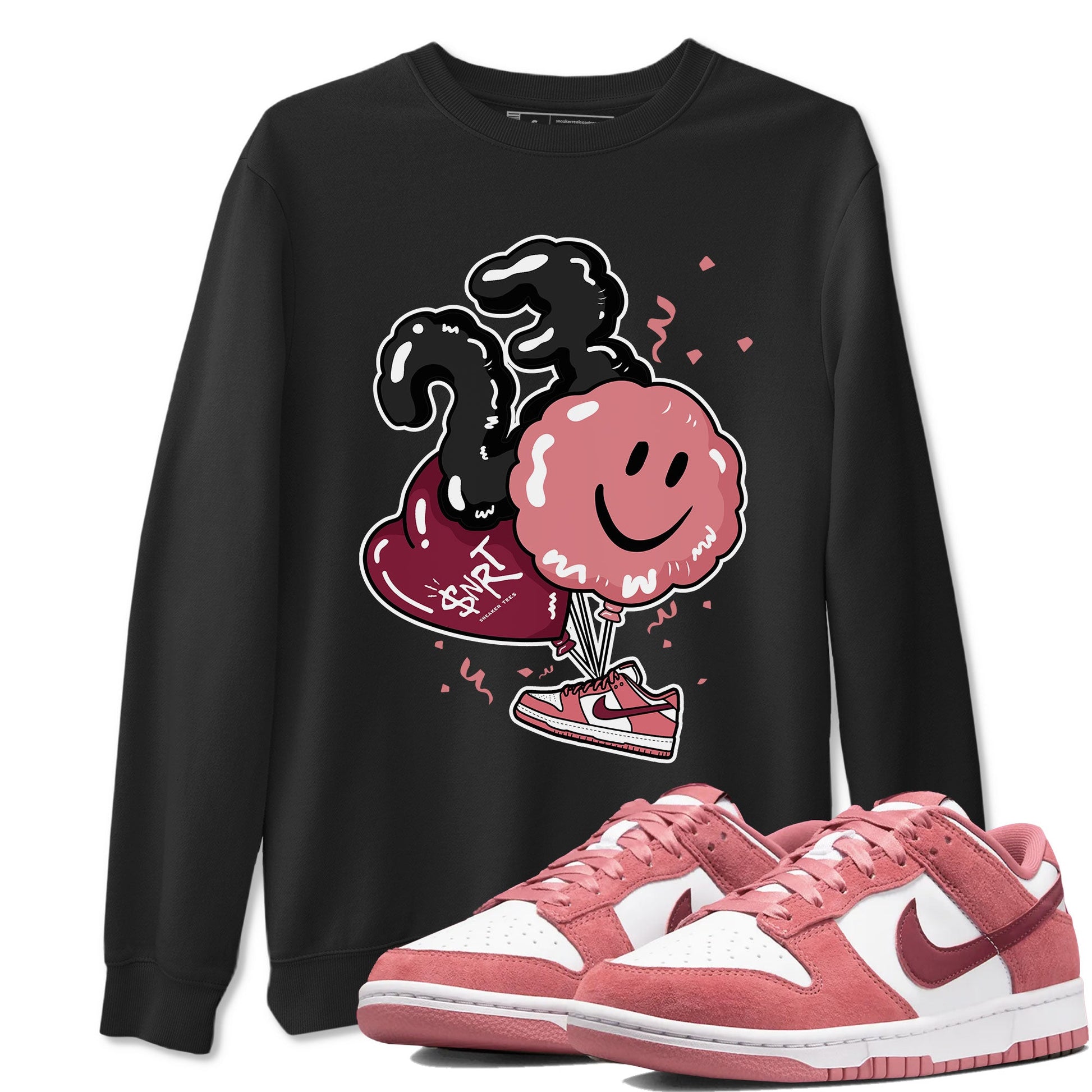 Dunks Valentines Day shirt to match jordans Balloon sneaker tees Dunks Valentine's Day SNRT sneaker Release Tees unisex cotton Black 1 crew neck shirt
