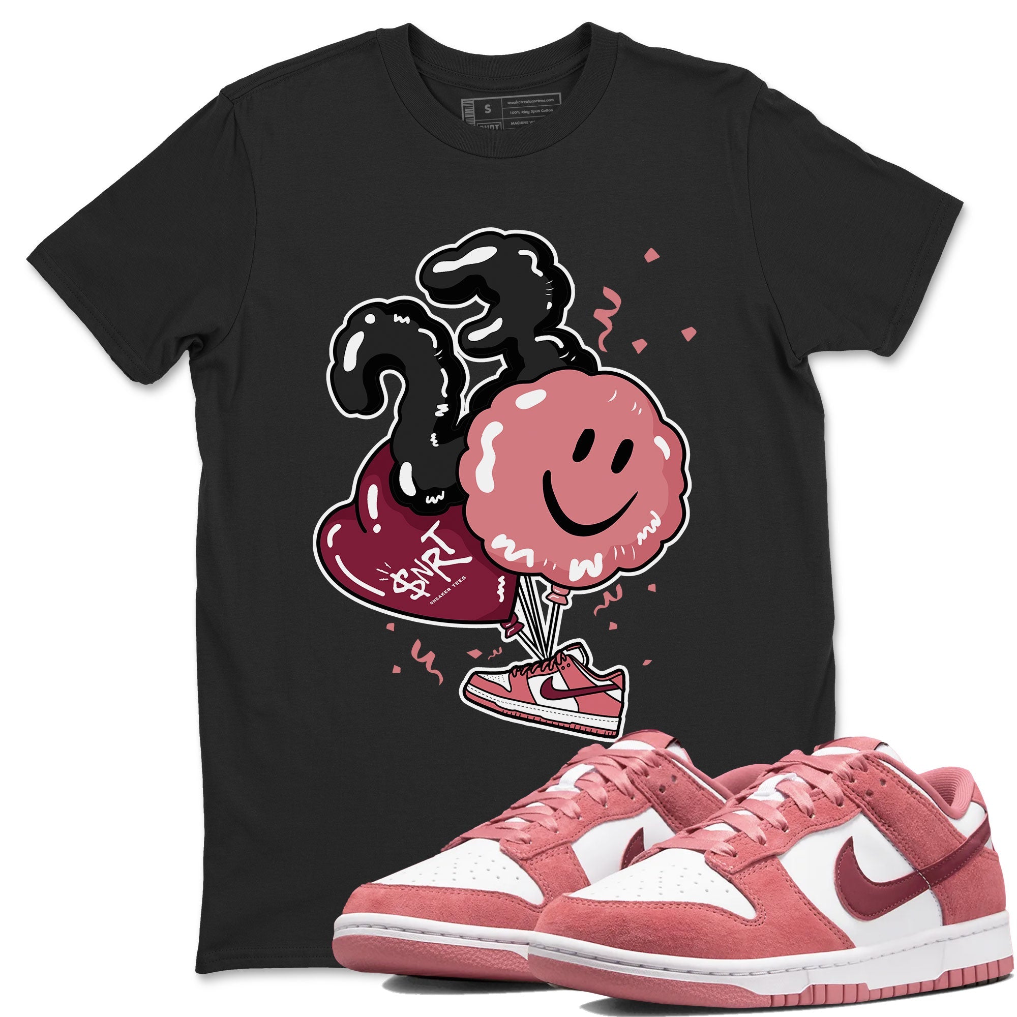 Dunks Valentines Day shirt to match jordans Balloon sneaker tees Dunks Valentine's Day SNRT sneaker Release Tees unisex cotton Black 1 crew neck shirt