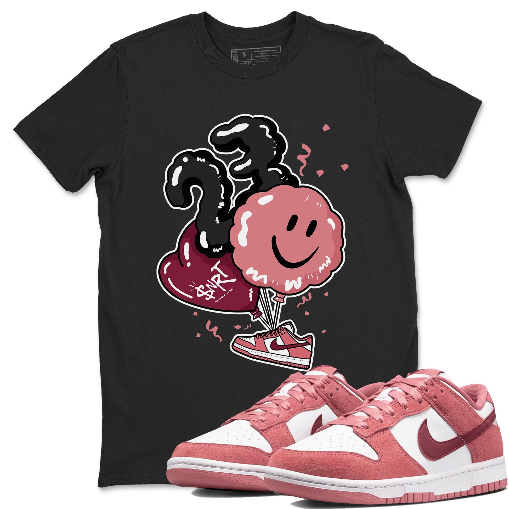 Dunks Valentines Day shirt to match jordans Balloon sneaker tees Dunks Valentine's Day SNRT sneaker Release Tees unisex cotton Black 1 crew neck shirt