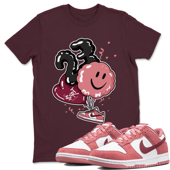 Dunks Valentines Day shirt to match jordans Balloon sneaker tees Dunks Valentine's Day SNRT sneaker Release Tees unisex cotton Maroon 1 crew neck shirt