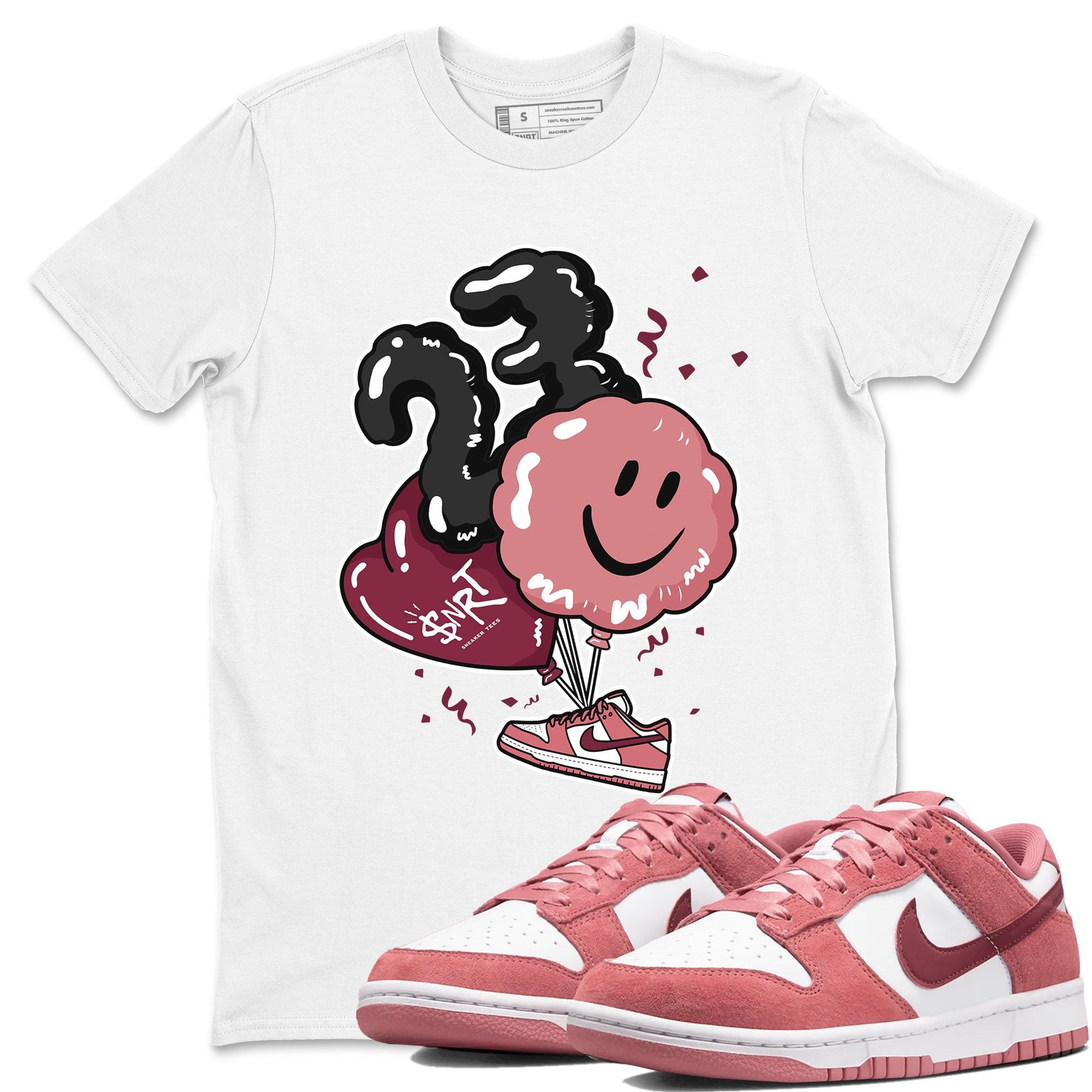 Dunks Valentines Day shirt to match jordans Balloon sneaker tees Dunks Valentine's Day SNRT sneaker Release Tees unisex cotton White 1 crew neck shirt