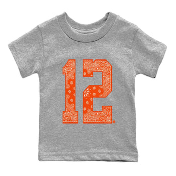 Air Jordan 12 Brilliant Orange Sneaker Match Tees Bandana 12 t shirt Air Jordan 12 WMNS Brilliant Orange Sneaker Tees Kids Shirts Heather Grey 2
