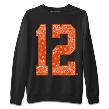 Air Jordan 12 Brilliant Orange Sneaker Match Tees Bandana 12 t shirt Air Jordan 12 WMNS Brilliant Orange Sneaker Tees Unisex Shirts Black 2