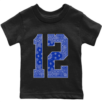 Jordan 12 Hyper Royal Sneaker Match Tees Bandana 12 Sneaker Tees Jordan 12 Hyper Royal Sneaker Release Tees Kids Shirts