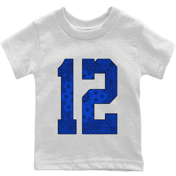 Jordan 12 Hyper Royal Sneaker Match Tees Bandana 12 Sneaker Tees Jordan 12 Hyper Royal Sneaker Release Tees Kids Shirts